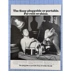 1969 Print Ad Sony Pluggable Portable Radio Rain Shine